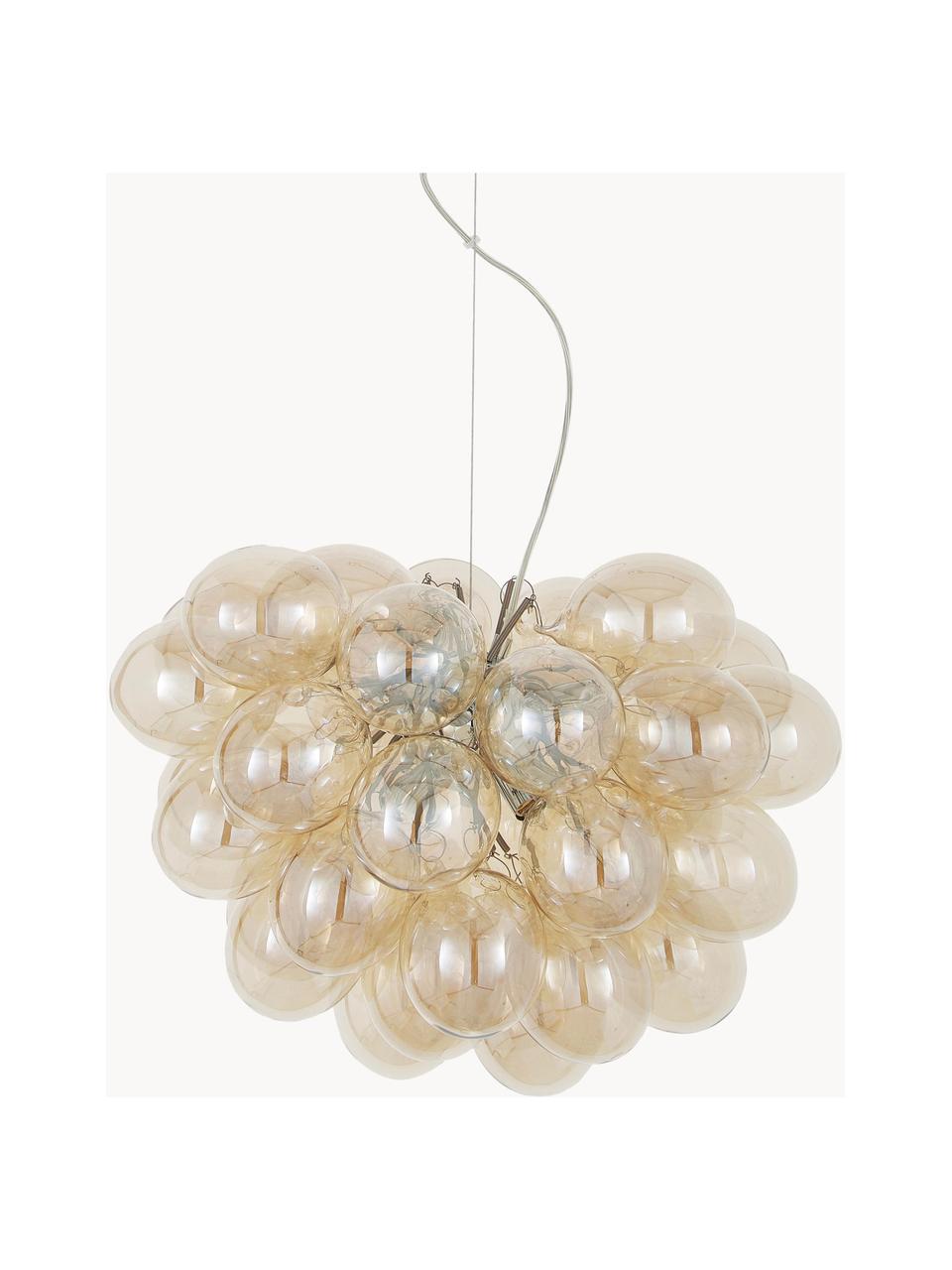 Lampada a sospensione con sfere di vetro Gross, Baldacchino: nichel cromato, Beige, Ø 50 x Alt. 45 cm