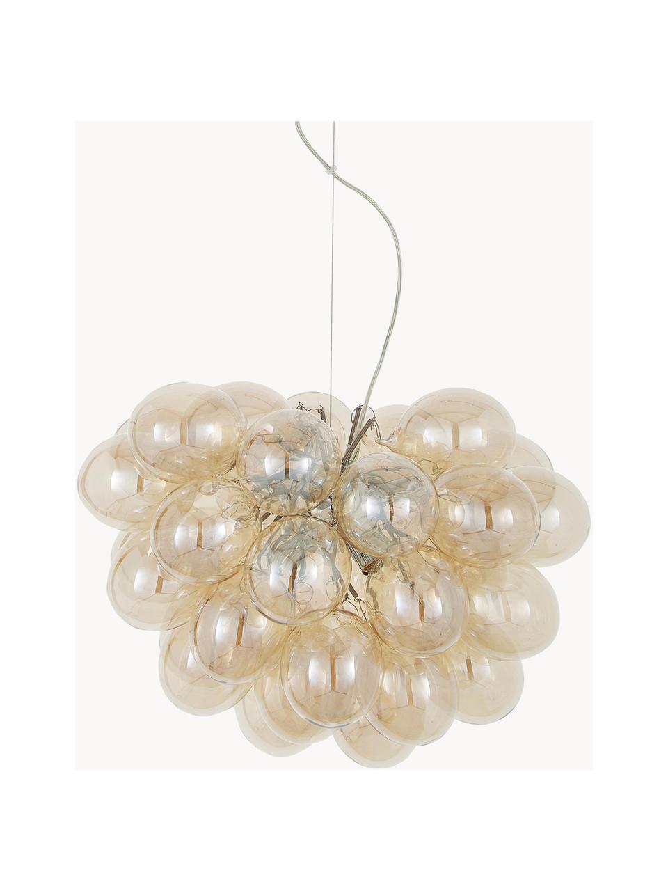 Glaskugel Pendelleuchte Gross, Baldachin: Nickel, verchromt, Beige, Ø 50 x H 45 cm