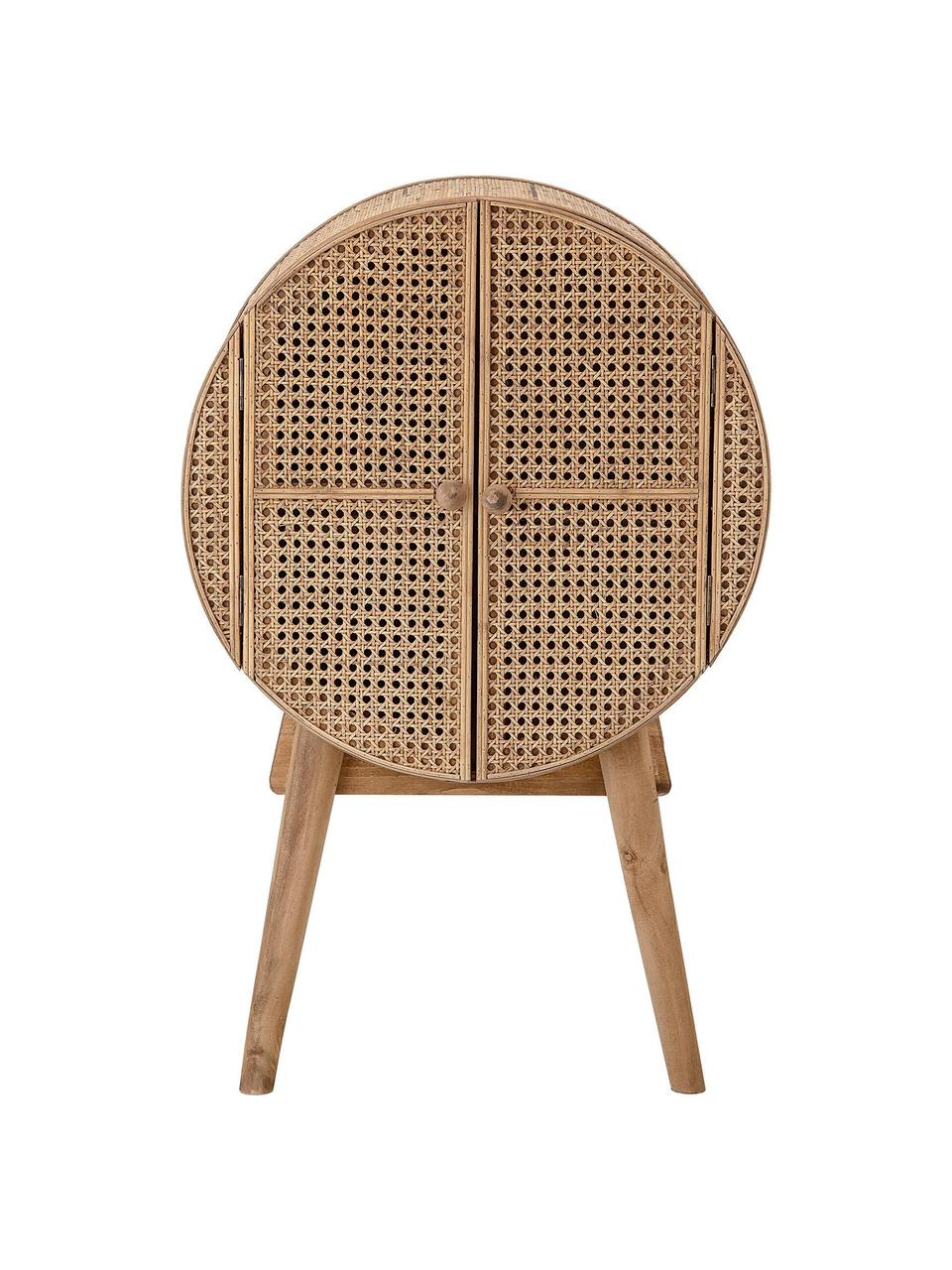 Rangement Otto, Rotin, bois de sapin, MDF (panneau en fibres de bois à densité moyenne), Beige, larg. 52 x haut. 80 cm