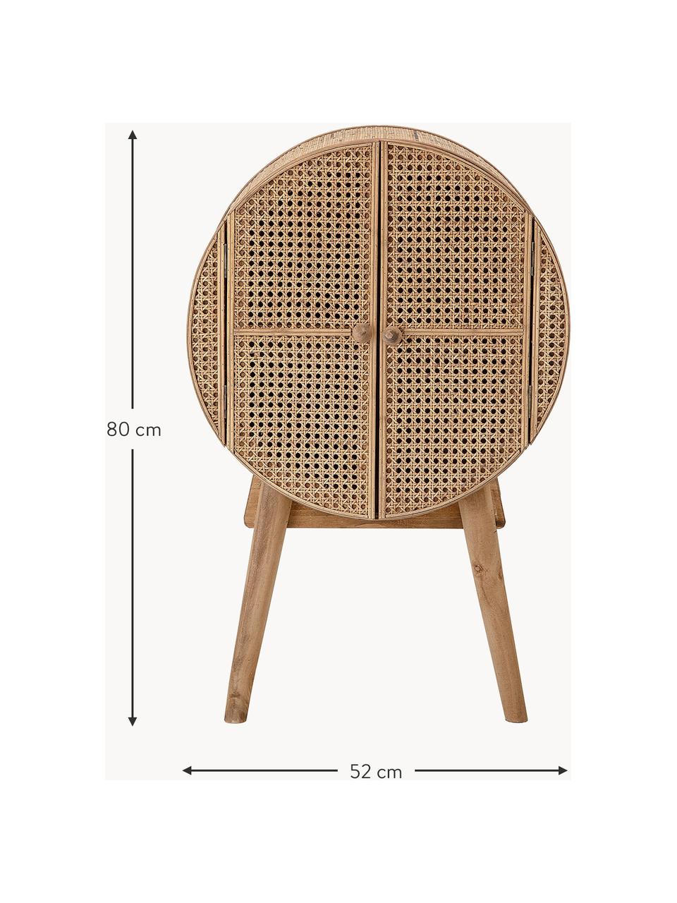 Chiffonnier Otto, Ratán, madera de abeto, tablero de fibras de densidad media (MDF), Beige, An 52 x Al 80 cm