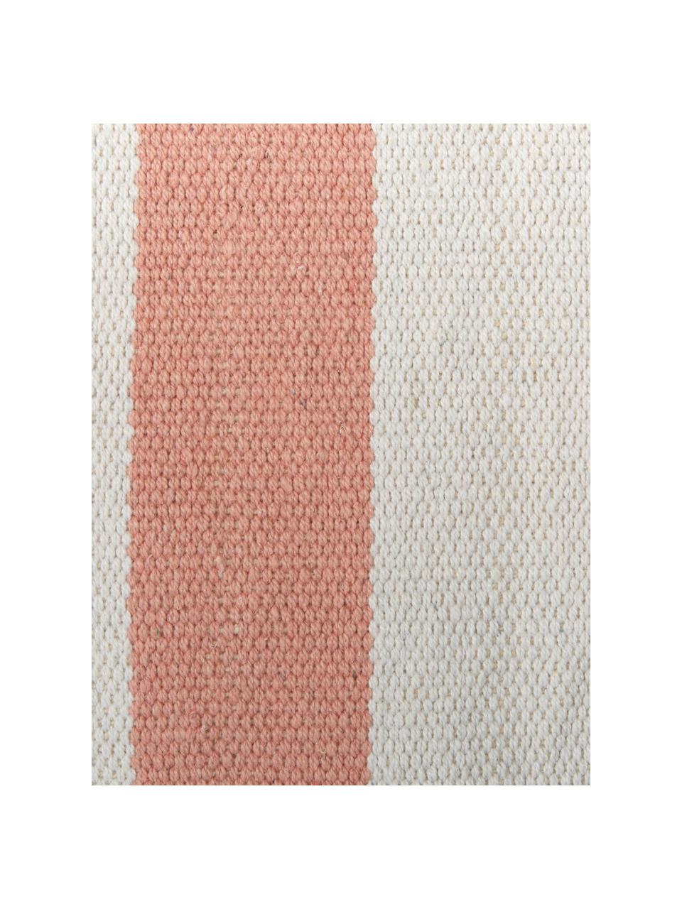 Tapis de couloir rayé corail et blanc Malte, Rouge corail, blanc