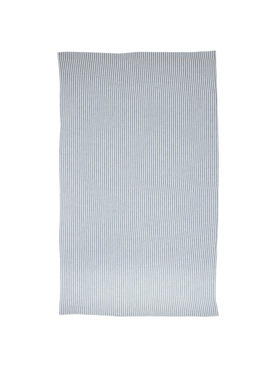 Mantel de lino Solami, Lino, Azul claro, blanco, De 6 a 8 comensales (An 150 x L 250 cm)