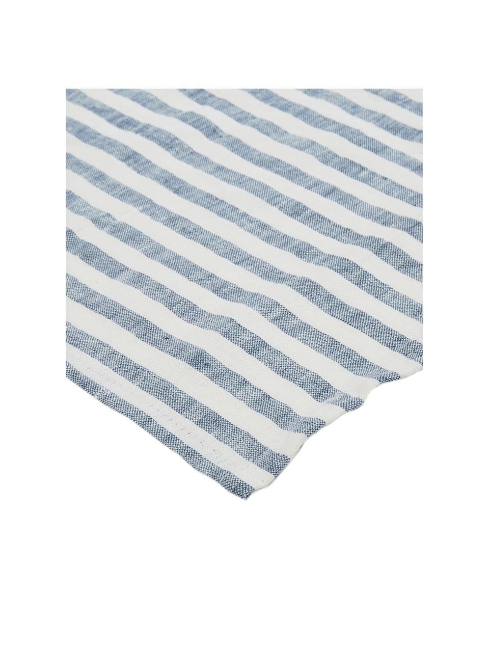 Mantel de lino Solami, Lino, Azul claro, blanco, De 6 a 8 comensales (An 150 x L 250 cm)