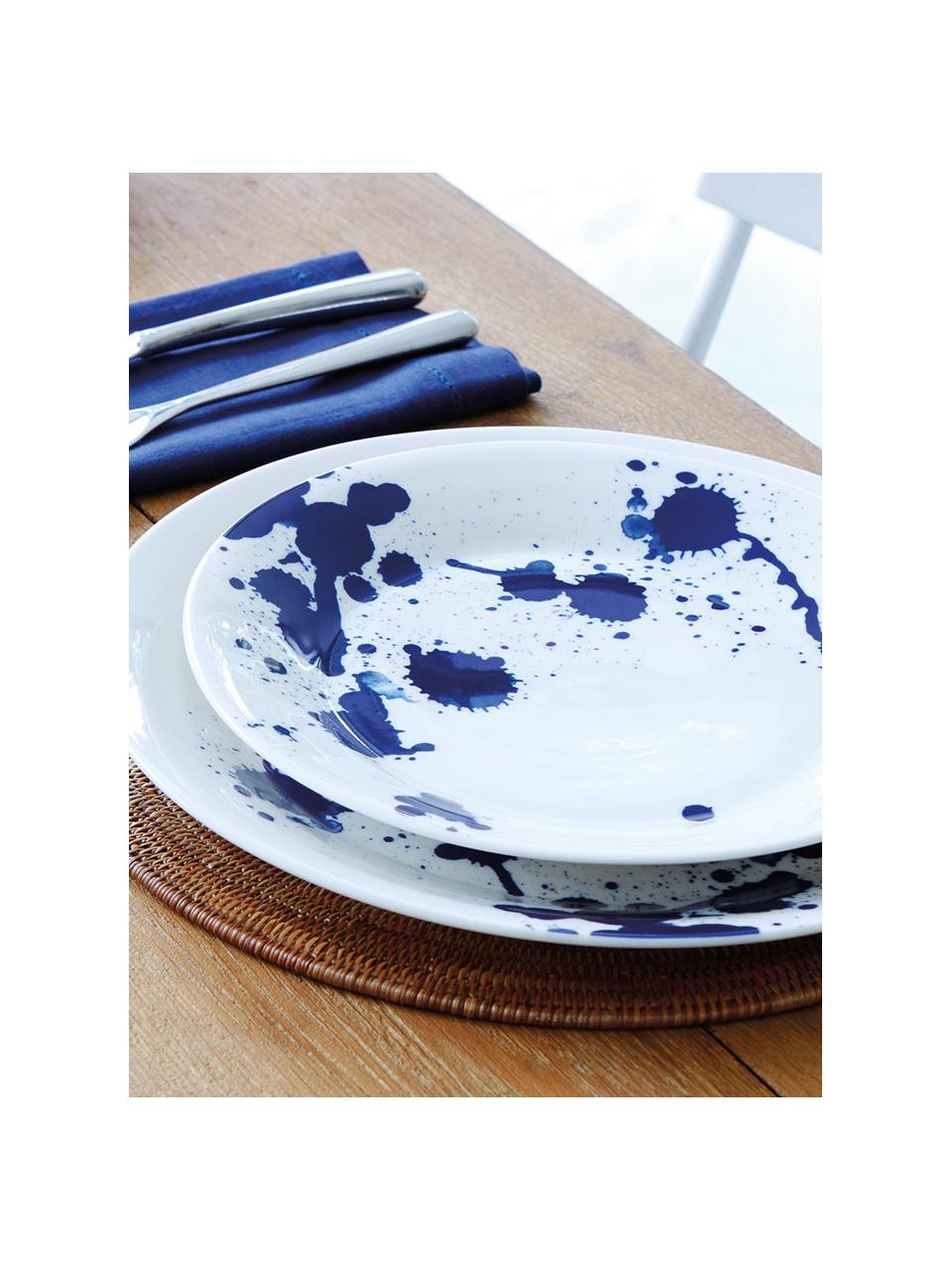 Talerz śniadaniowy z porcelany Pacific, 6 elem., Porcelana, Biały, niebieski, Ø 23 cm