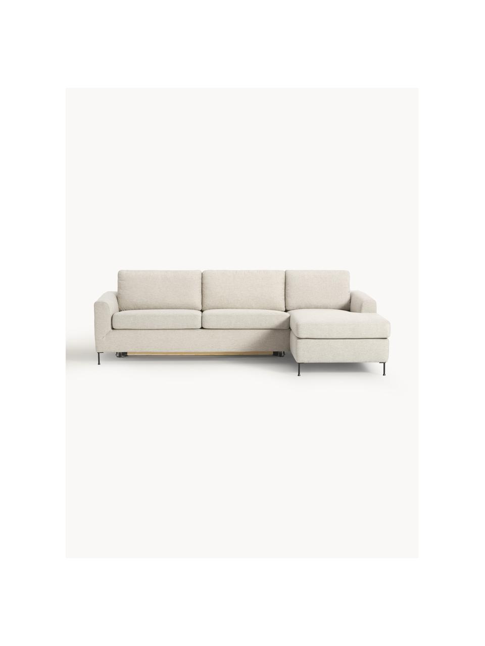 Schlafsofa Cucita (3-Sitzer) mit Matratze, Bezug: Webstoff (100% Polyester), Gestell: Massives Kiefernholz, Webstoff Hellbeige, B 274 x T 164 cm, Eckteil links