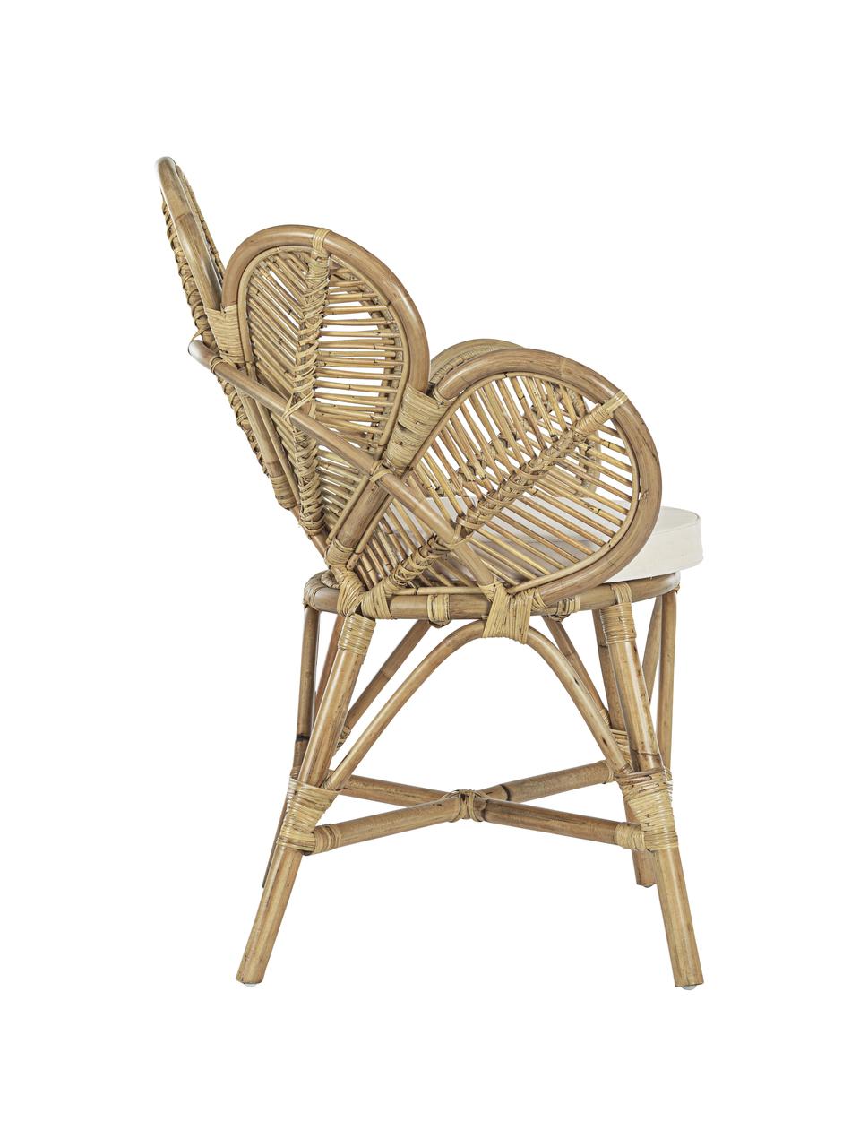 Krzesło ogrodowe z rattanu Flores, Stelaż: rattan, Rattan, beżowy, S 77 x G 62 cm