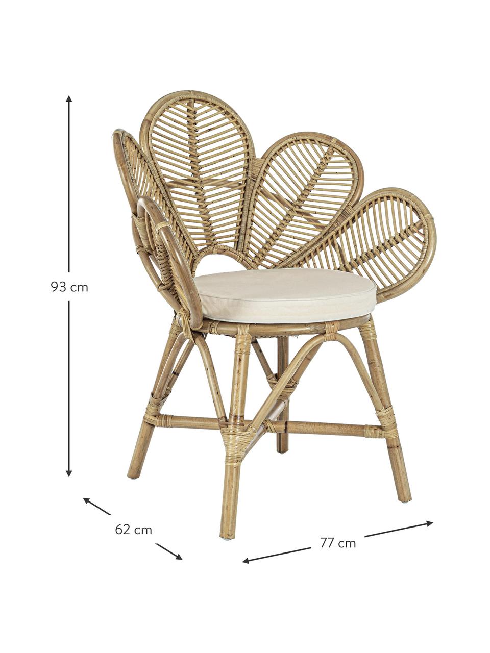 Krzesło ogrodowe z rattanu Flores, Stelaż: rattan, Rattan, beżowy, S 77 x G 62 cm