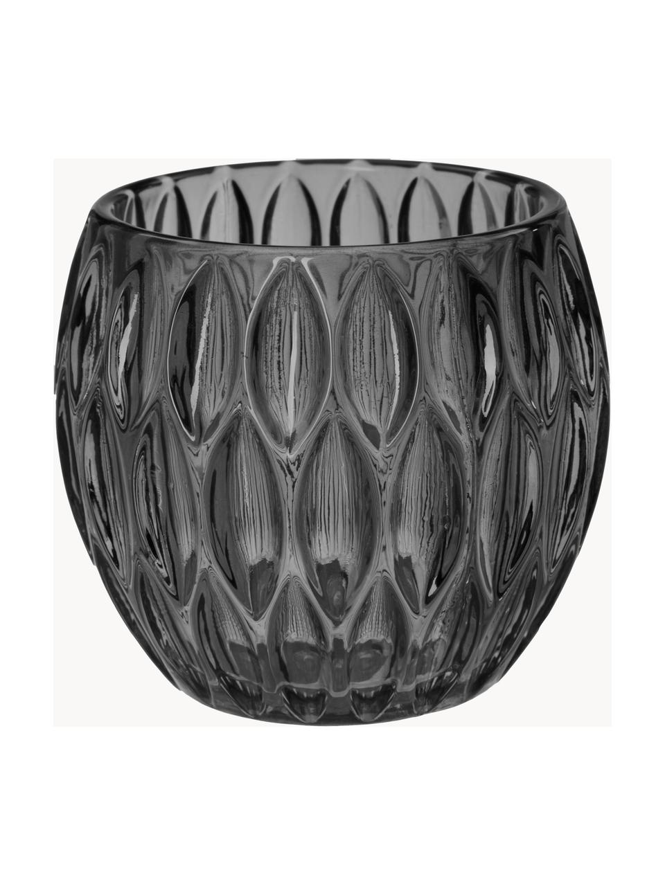 Waxinelichthouderset Aliza, set van 3, Glas, Transparant, donkergrijs, zwart, Alle Ø 10 x H 9 cm