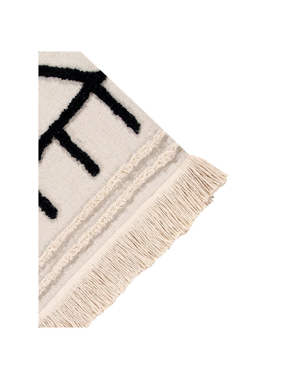 Teppich Berber, Flor: 60% Baumwolle, 40% recyce, Beige, Schwarz, B 170 x L 240 cm (Größe M)