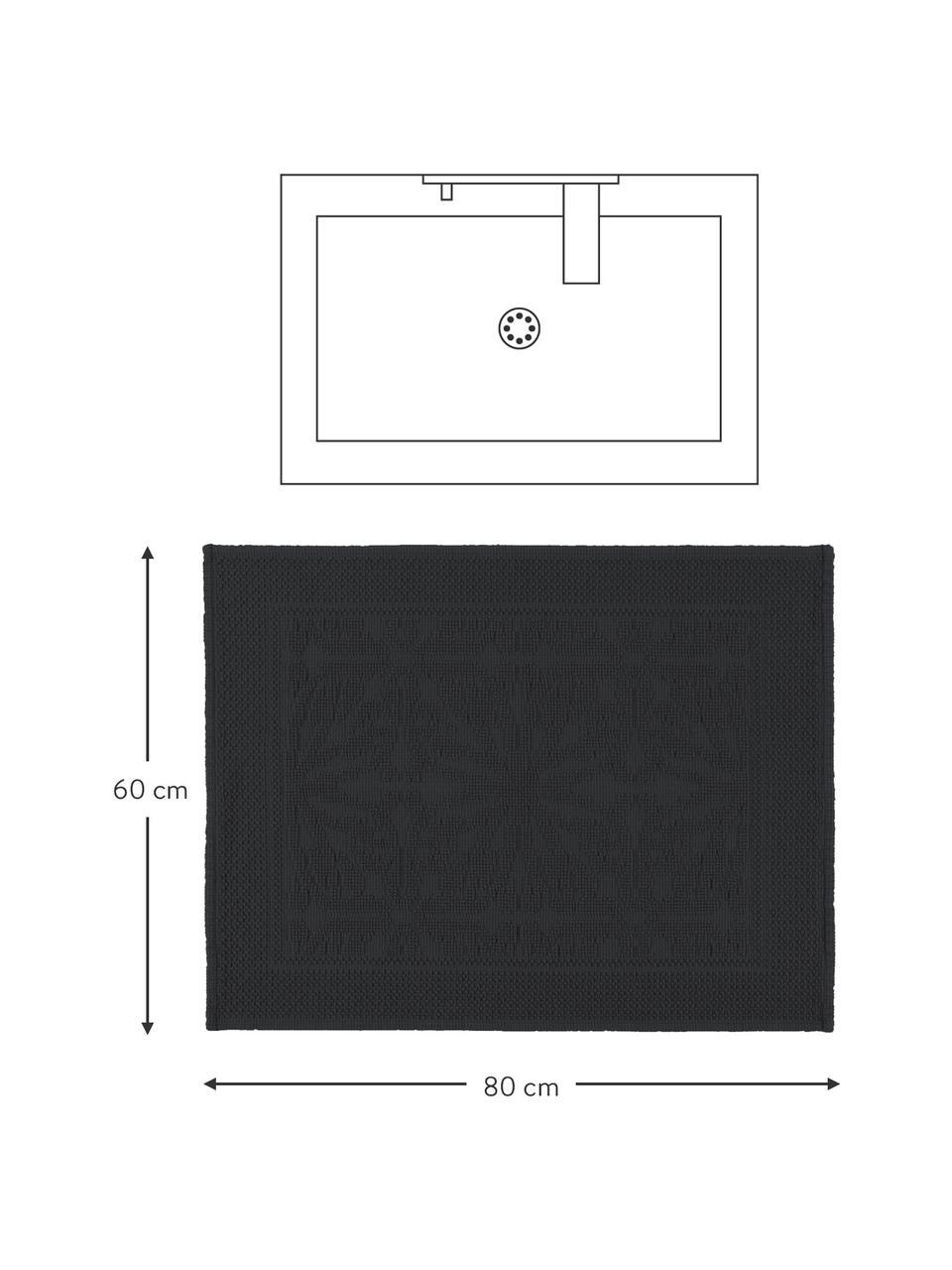Baumwoll-Badvorleger Hammam mit Hoch-Tief-Muster, 100% Baumwolle, schwere Qualität, 1700 g/m², Schwarz, B 60 x L 80 cm