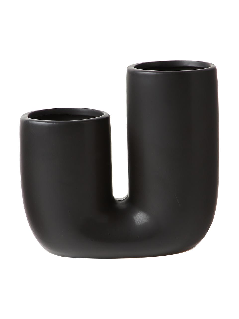 Ręcznie wykonany komplet wazonów z kamionki Filicio, 2 elem., Kamionka, Czarny, Komplet z różnymi rozmiarami