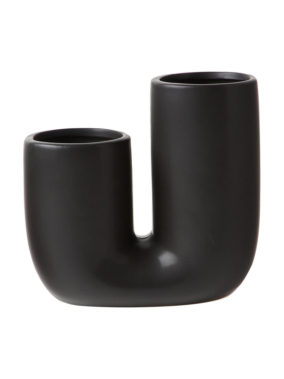 Vases design en grès noir faits main Filicio, 2 élém., Grès cérame, Noir, Lot de différentes tailles