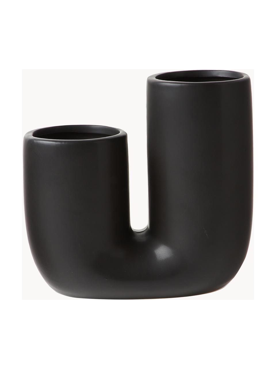 Vases design en grès noir faits main Filicio, 2 élém., Grès cérame, Noir, Lot de différentes tailles