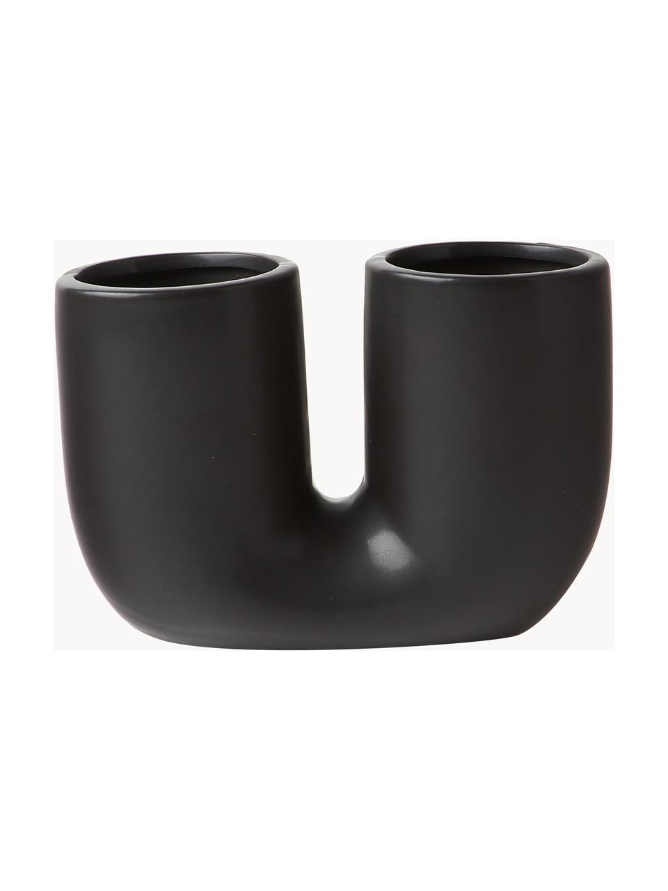 Vases design en grès noir faits main Filicio, 2 élém., Grès cérame, Noir, Lot de différentes tailles