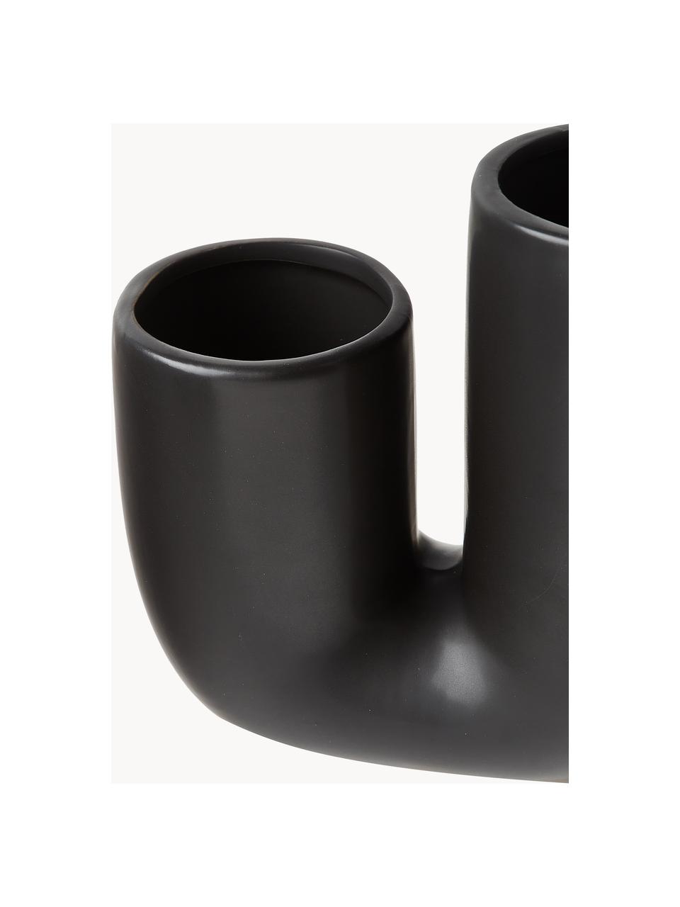 Vases design en grès noir faits main Filicio, 2 élém., Grès cérame, Noir, Lot de différentes tailles