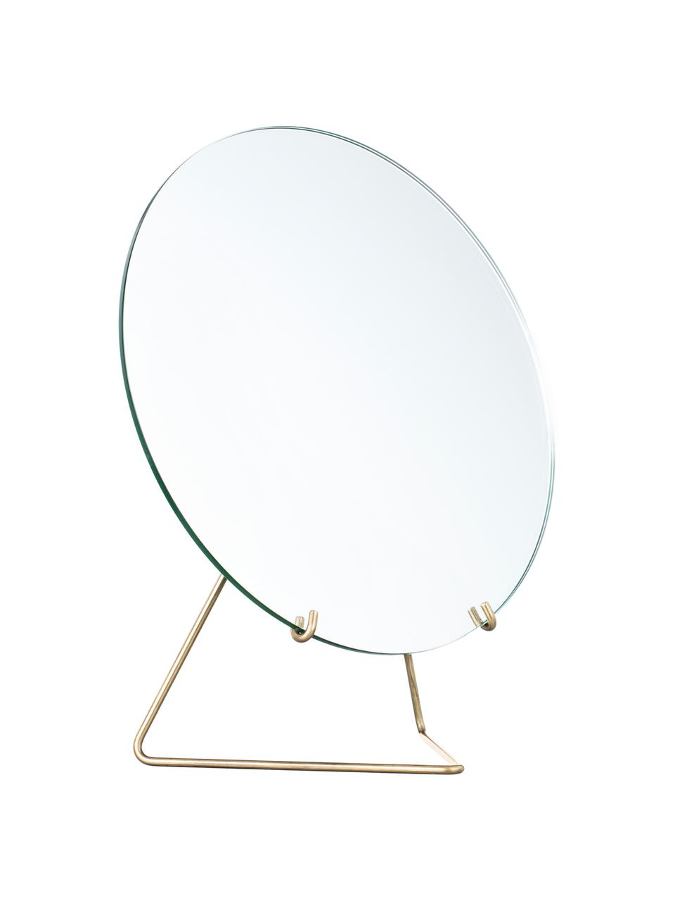Okrągłe lusterko kosmetyczne ze stalową ramą Standing Mirror, Stelaż: stal malowana proszkowo, Odcienie złotego, S 30 x W 35 cm