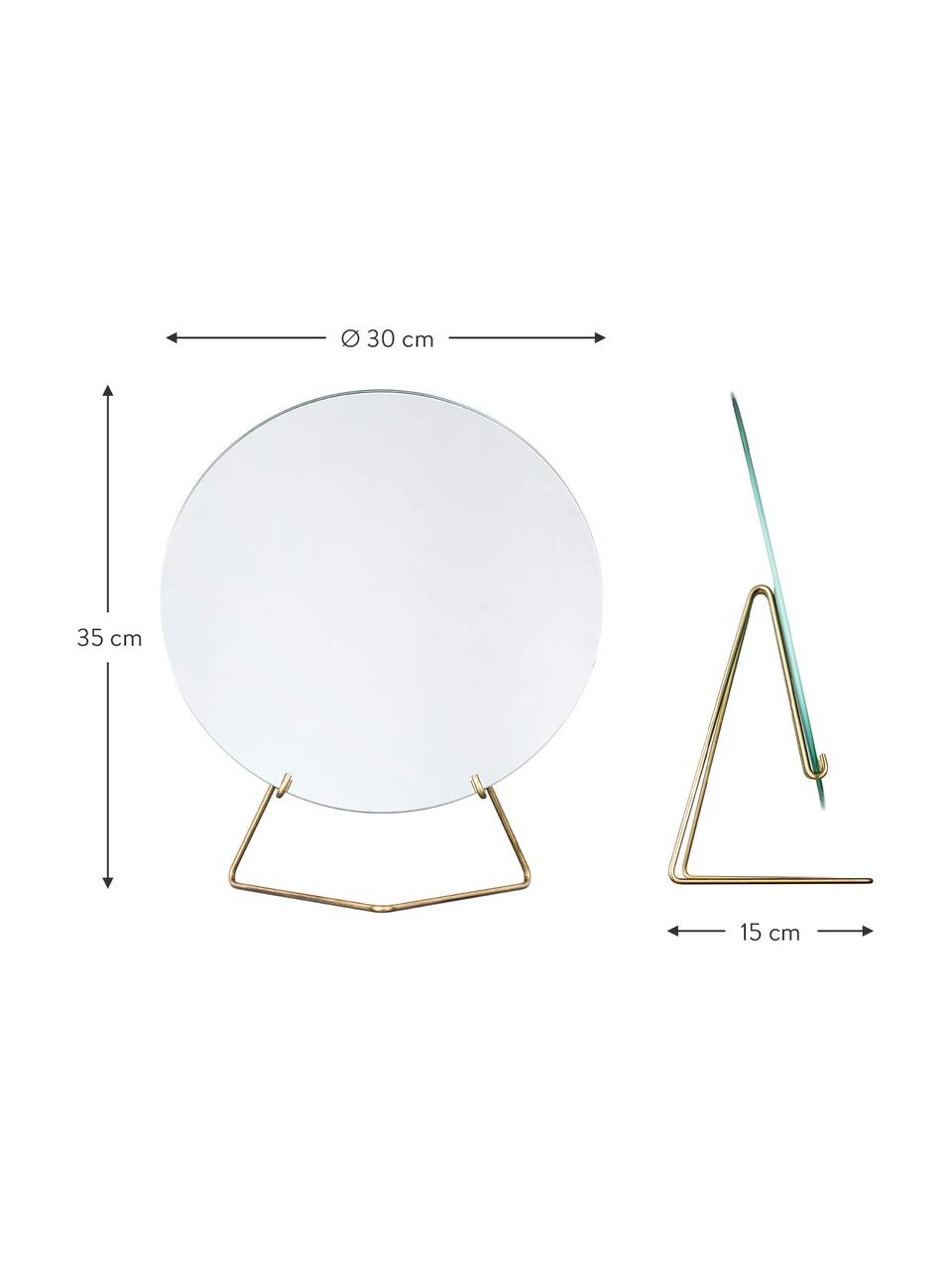 Ronde make-up spiegel Standing Mirror met gouden frame, Frame: gepoedercoat staal, Goudkleurig, 30 x 35 cm