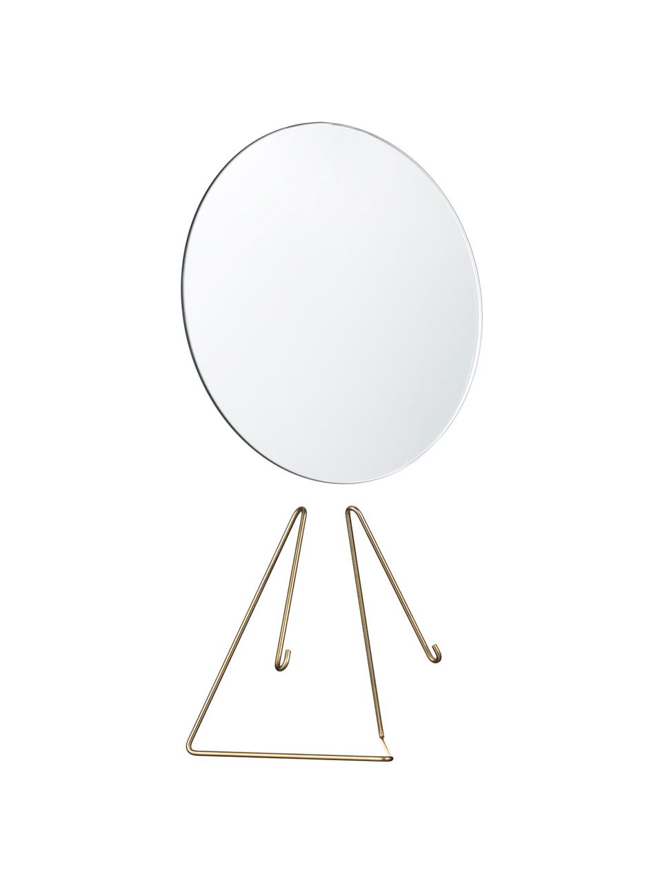 Okrągłe lusterko kosmetyczne ze stalową ramą Standing Mirror, Stelaż: stal malowana proszkowo, Odcienie złotego, S 30 x W 35 cm