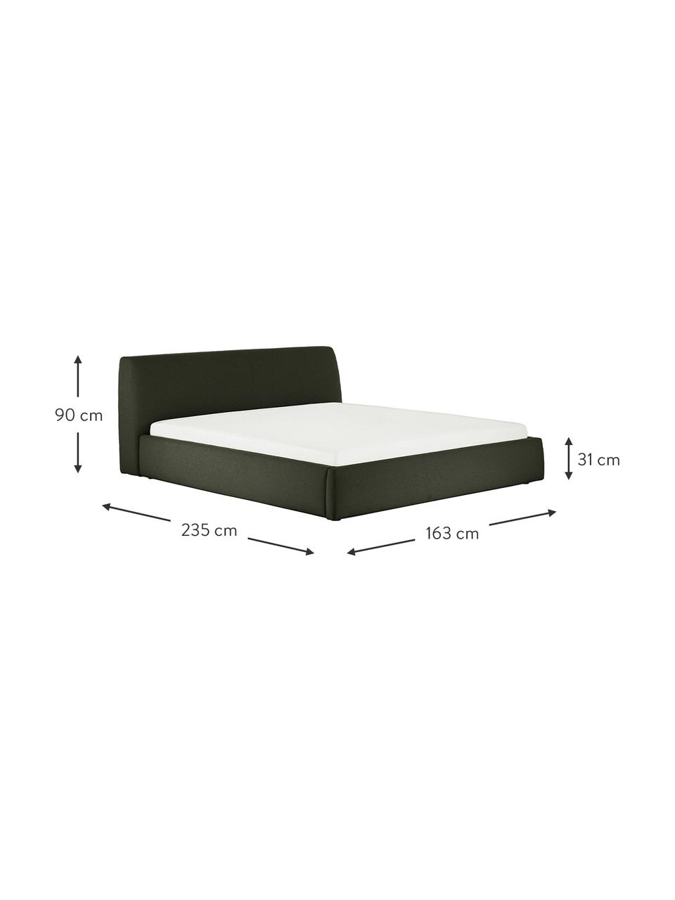 Čalouněná postel s úložným prostorem Cloud, Tmavě zelená, Š 180 cm, D 200 cm