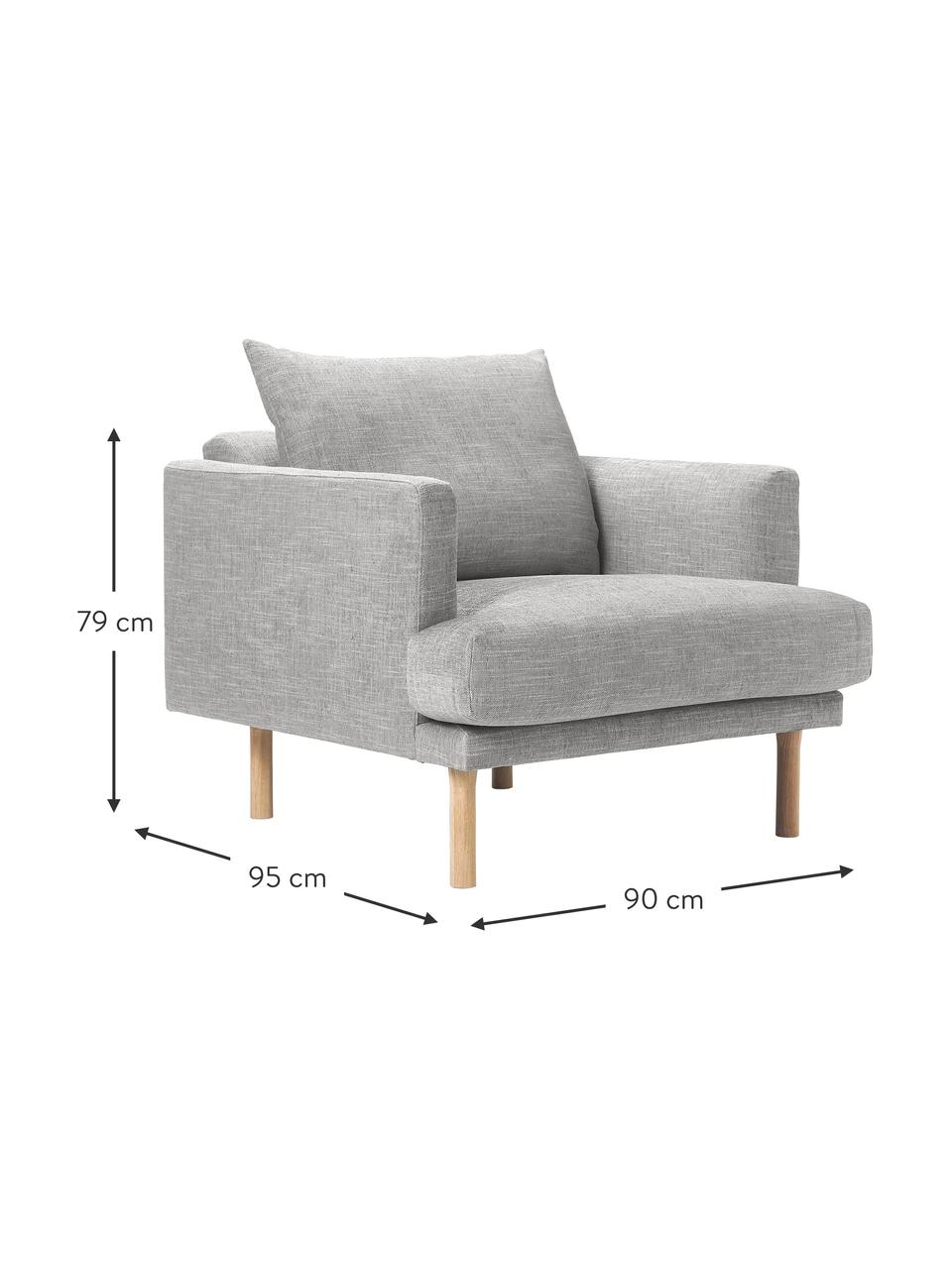 Sofa-Sessel Adrian, Bezug: 47 % Viskose, 23 % Baumwo, Gestell: Sperrholz, Füße: Eichenholz, geölt, Webstoff Hellgrau, B 90 x H 79 cm
