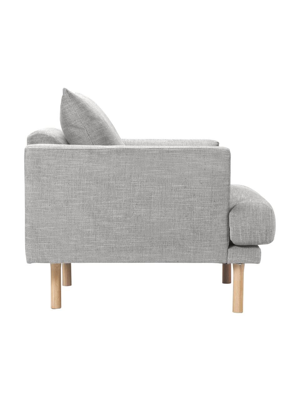 Sofa-Sessel Adrian, Bezug: 47 % Viskose, 23 % Baumwo, Gestell: Sperrholz, Füße: Eichenholz, geölt, Webstoff Hellgrau, B 90 x H 79 cm