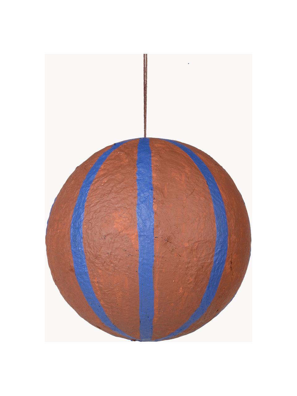 Boules de Noël Sphere, Ø 12 cm, 3 pièces, Pâte de coton, Brun, bleu roi, Ø 12 cm