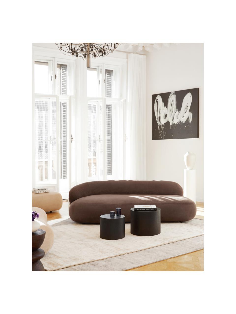 Sofa w kształcie nerki Alba (3-osobowa), Tapicerka: 97% poliester, 3% nylon D, Stelaż: lite drewno świerkowe z c, Nogi: tworzywo sztuczne, Brązowa tkanina, S 235 x G 114 cm, oparcie lewostronne