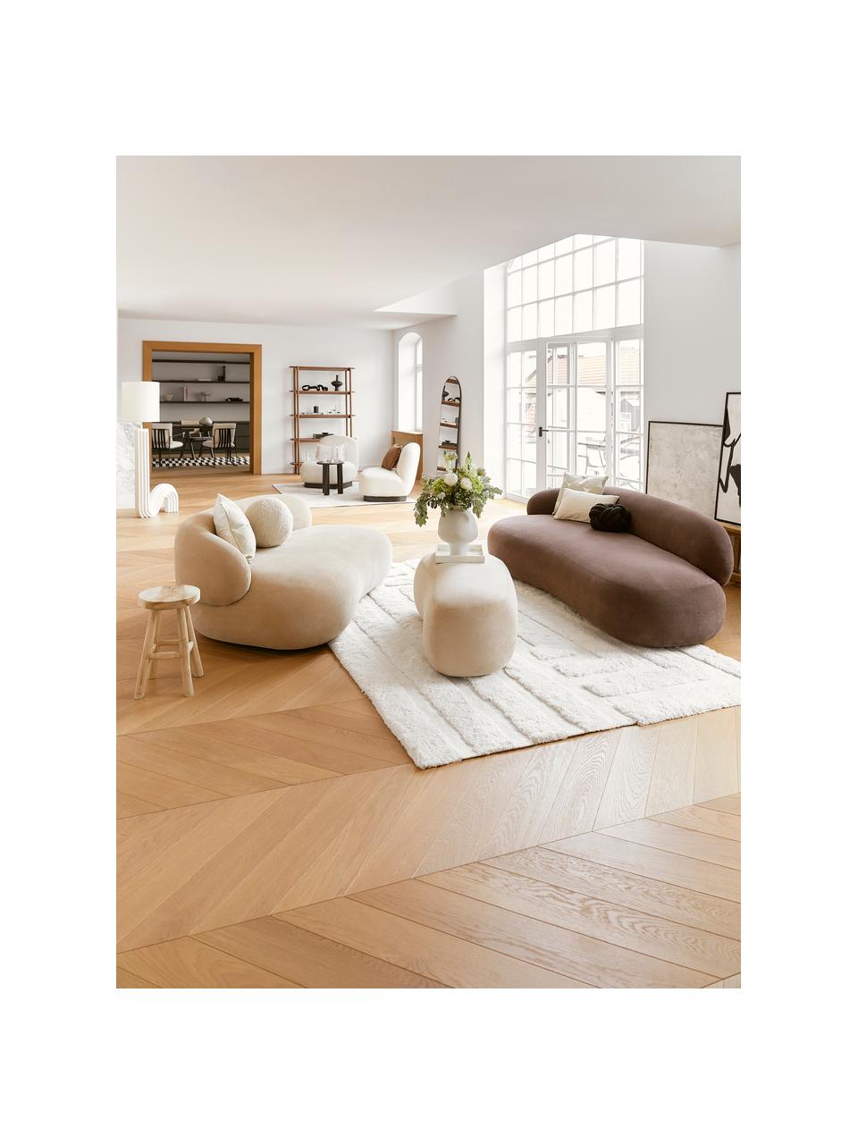 Sofá tapizado moderno Alba (3 plazas), Tapizado: 97% poliéster, 3% nylon A, Estructura: madera de abeto maciza, m, Patas: plástico, Tejido marrón, An 235 x F 114 cm, respaldo izquierdo