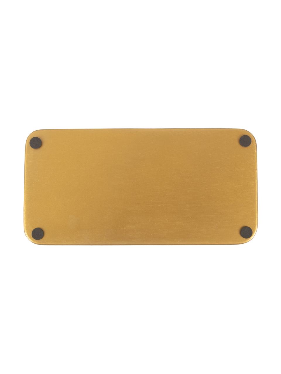 Deko-Tablett Festive mit glänzender Oberfläche, Metall, beschichtet, Weiß, Goldfarben, L 25 x B 13 cm