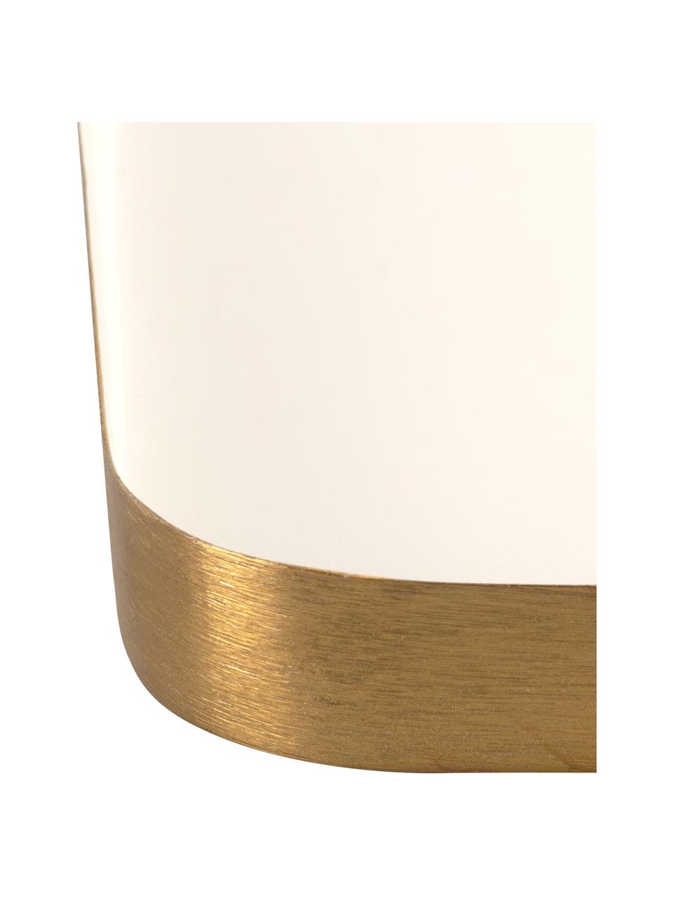Deko-Tablett Festive mit glänzender Oberfläche in Weiß, Metall, beschichtet, Weiß, Goldfarben, L 25 x B 13 cm