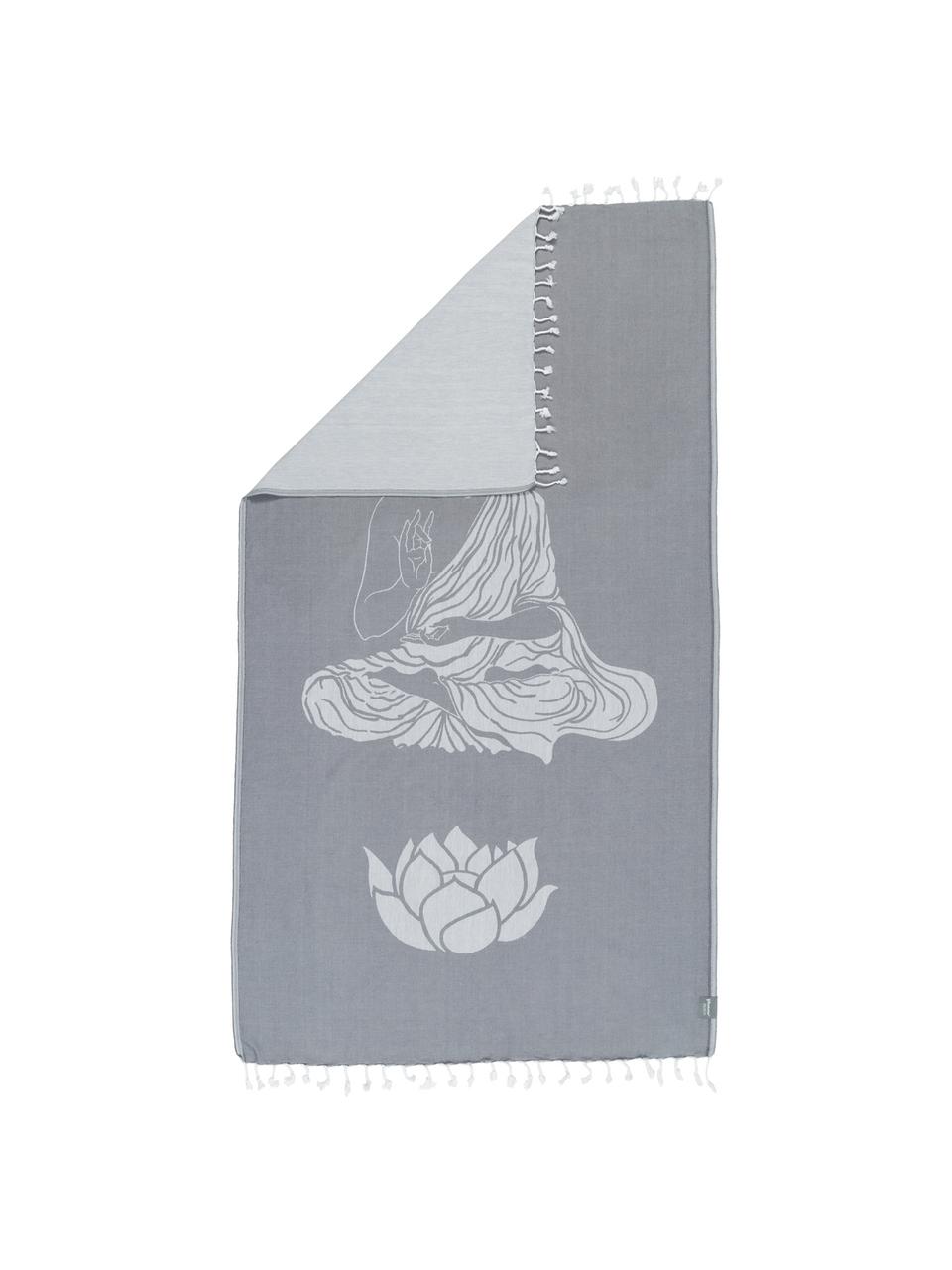 Fouta Buddha, Gris, blanco crudo, An 100 x L 180 cm