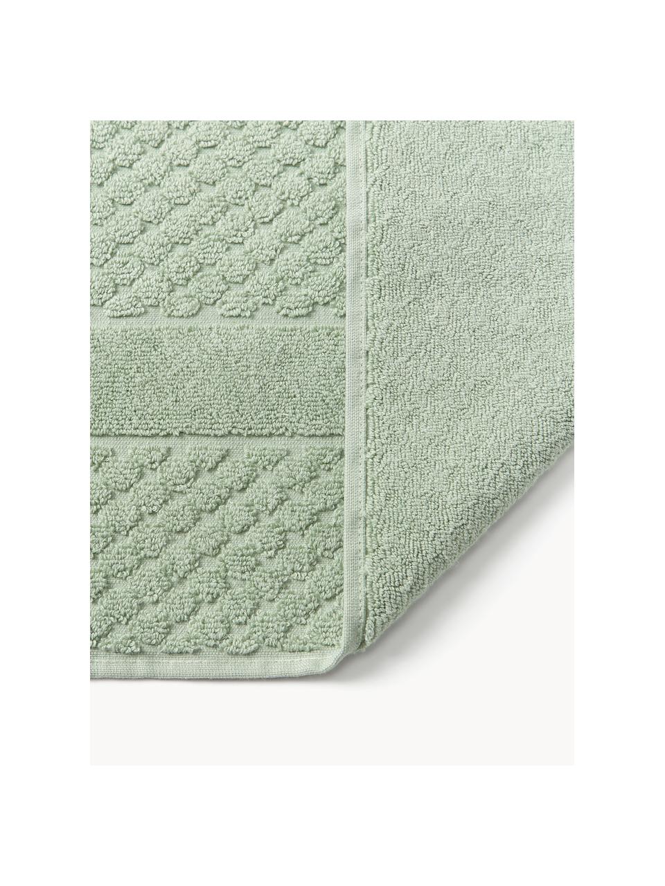 Tapis de bain à motif nid d'abeille Katharina, Vert sauge, larg. 50 x long. 70 cm