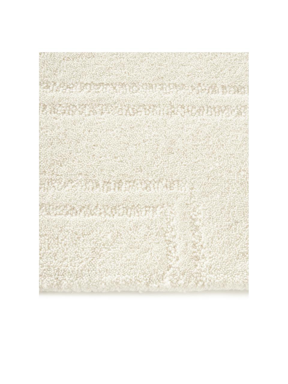 Alfombra artesanal de lana Alan, Parte superior: 100% lana, Reverso: 100% algodón Las alfombra, Blanco crema, An 80 x L 150 cm (Tamaño XS)