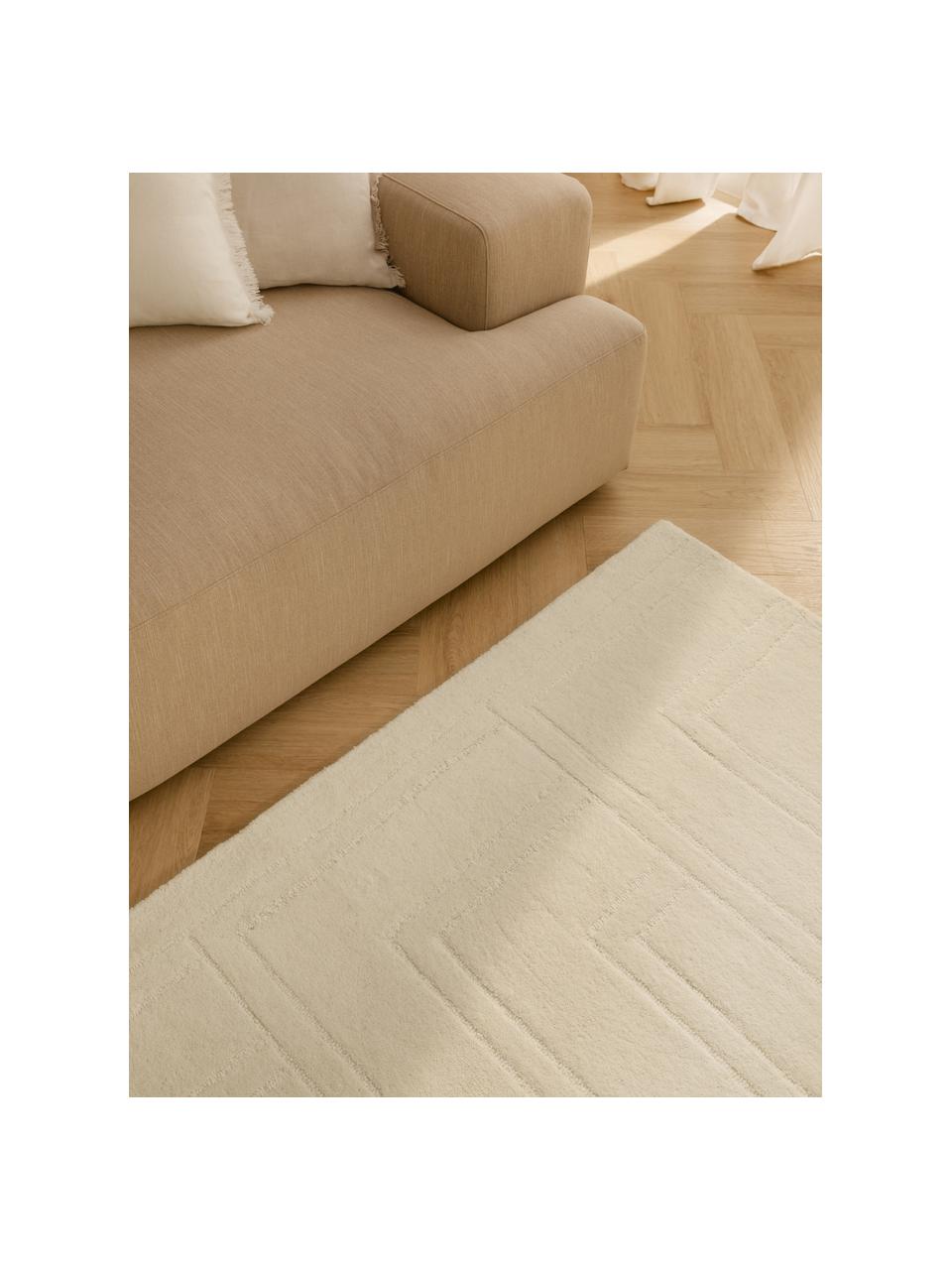 Ręcznie tuftowany dywan z wełny Alan, Kremowobiały, S 80 x D 150 cm (Rozmiar XS)