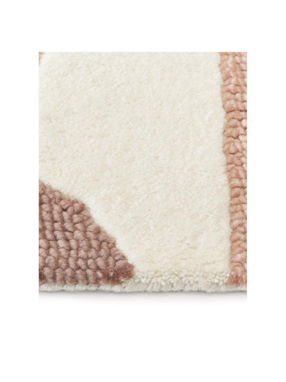Handgetuft wollen vloerkleed Corin met hoog-laag structuur, Bovenzijde: 100% wol, Onderzijde: 100% katoen Bij wollen vl, Crèmewit, beigetinten, B 160 x L 230 cm (maat M)