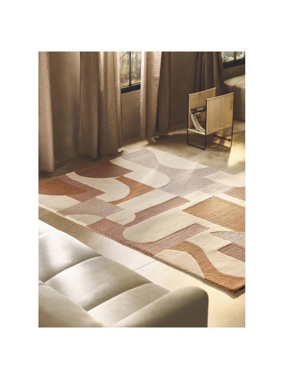 Ručne tuftovaný vlnený koberec s reliéfnou štruktúrou Corin, Béžová, Š 160 x D 230 cm (veľkosť M)