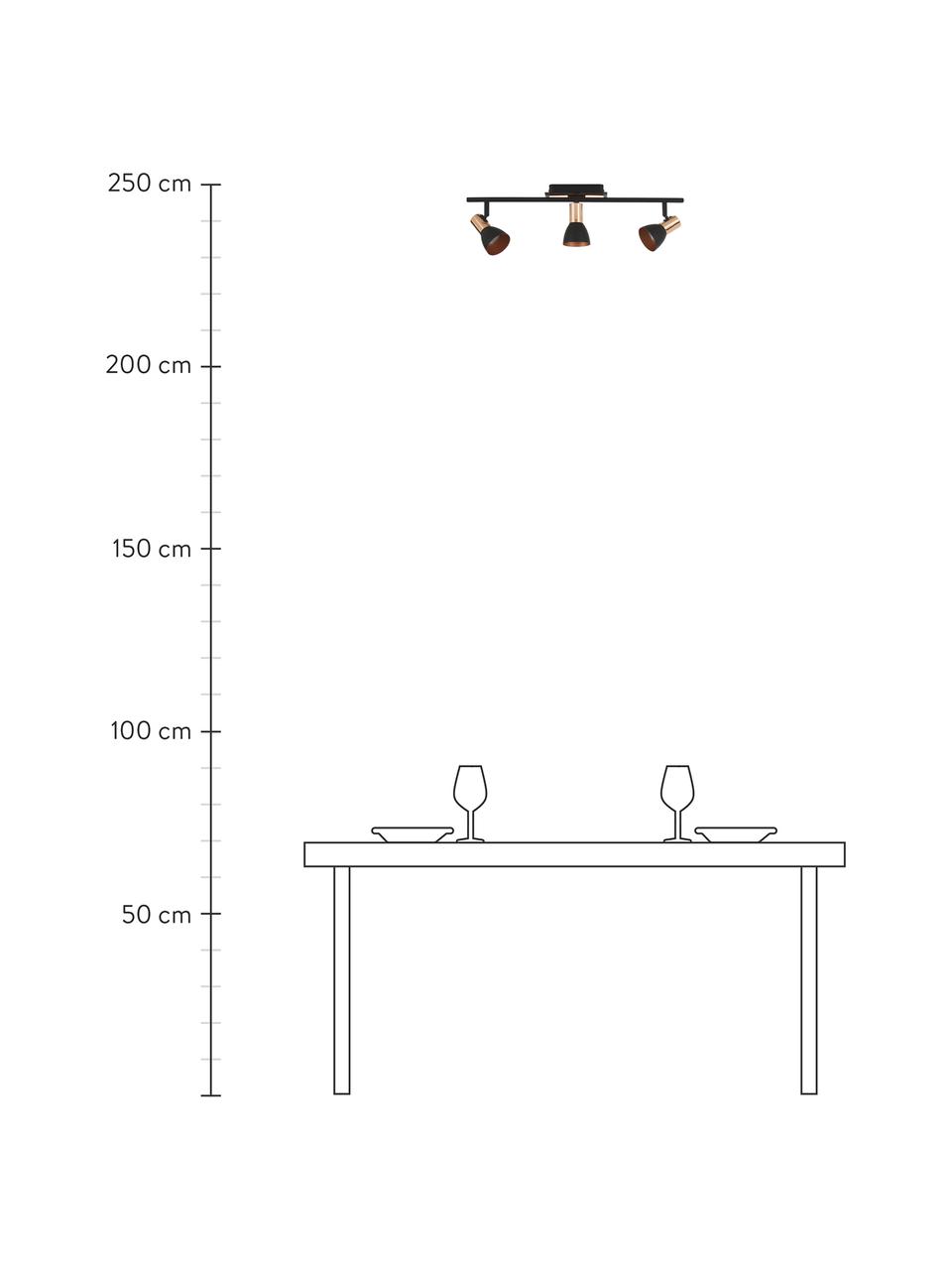 Lampa sufitowa Solaris, Mocowanie: czarny, miedź Klosz na zewnątrz: czarny, S 60 cm