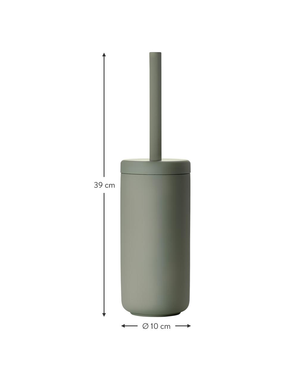 Toilettenbürste Ume mit Behälter, Behälter: Steingut überzogen mit So, Griff: Kunststoff, Eukalyptusgrün, Ø 10 x H 39 cm