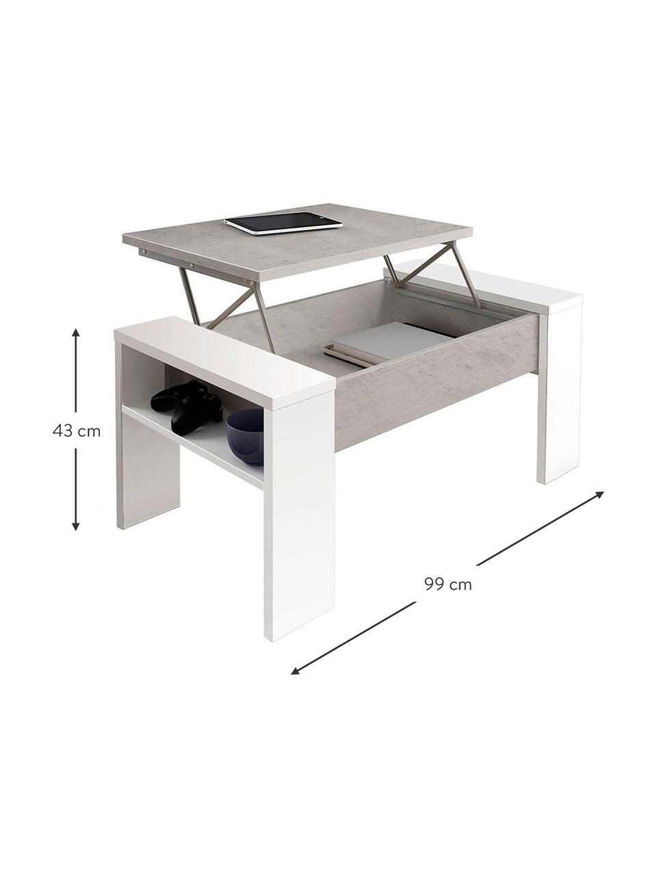 Mesa de centro abatible James, Paneles ecológicos de particulas de madera
Melamina, Beige, blanco, An 99 x Al 43 cm