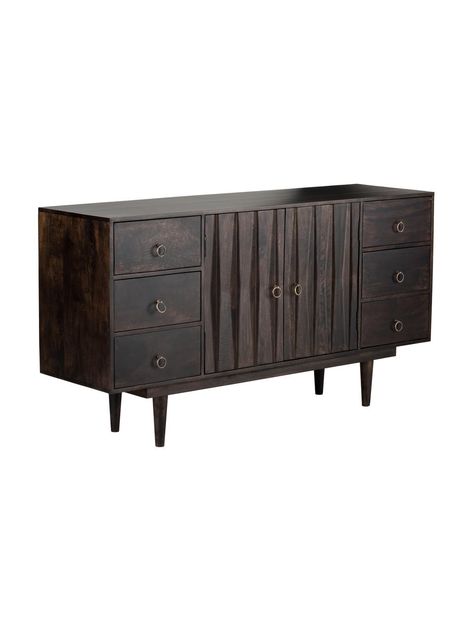 Sideboard Kent aus massivem Mangoholz mit Schubladen, Korpus: Mangoholz, massiv, Griffe: Metall, Mangoholz, lackiert<br>Griffe: Metall, 160 x 86 cm