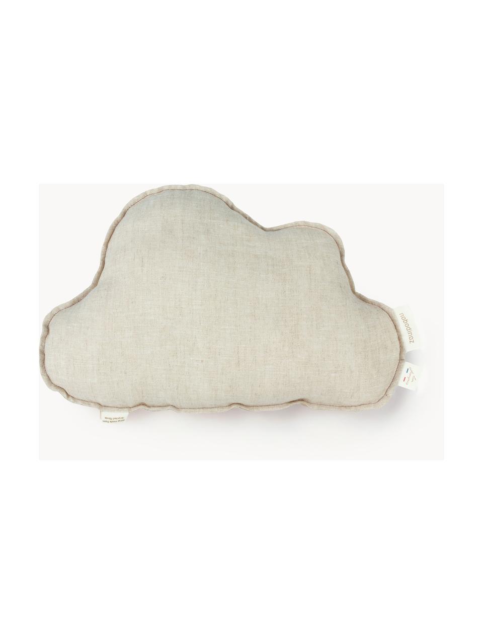 Coussin peluche en lin Cloud, Grège, larg. 24 x long. 38 cm