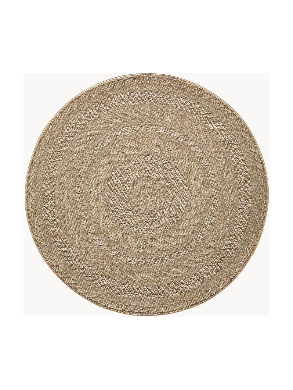 Kulatý vnitřní a venkovní koberec v jutovém vzhledu Almendro, 100 % polypropylen, Béžová, Ø 160 cm (velikost L)