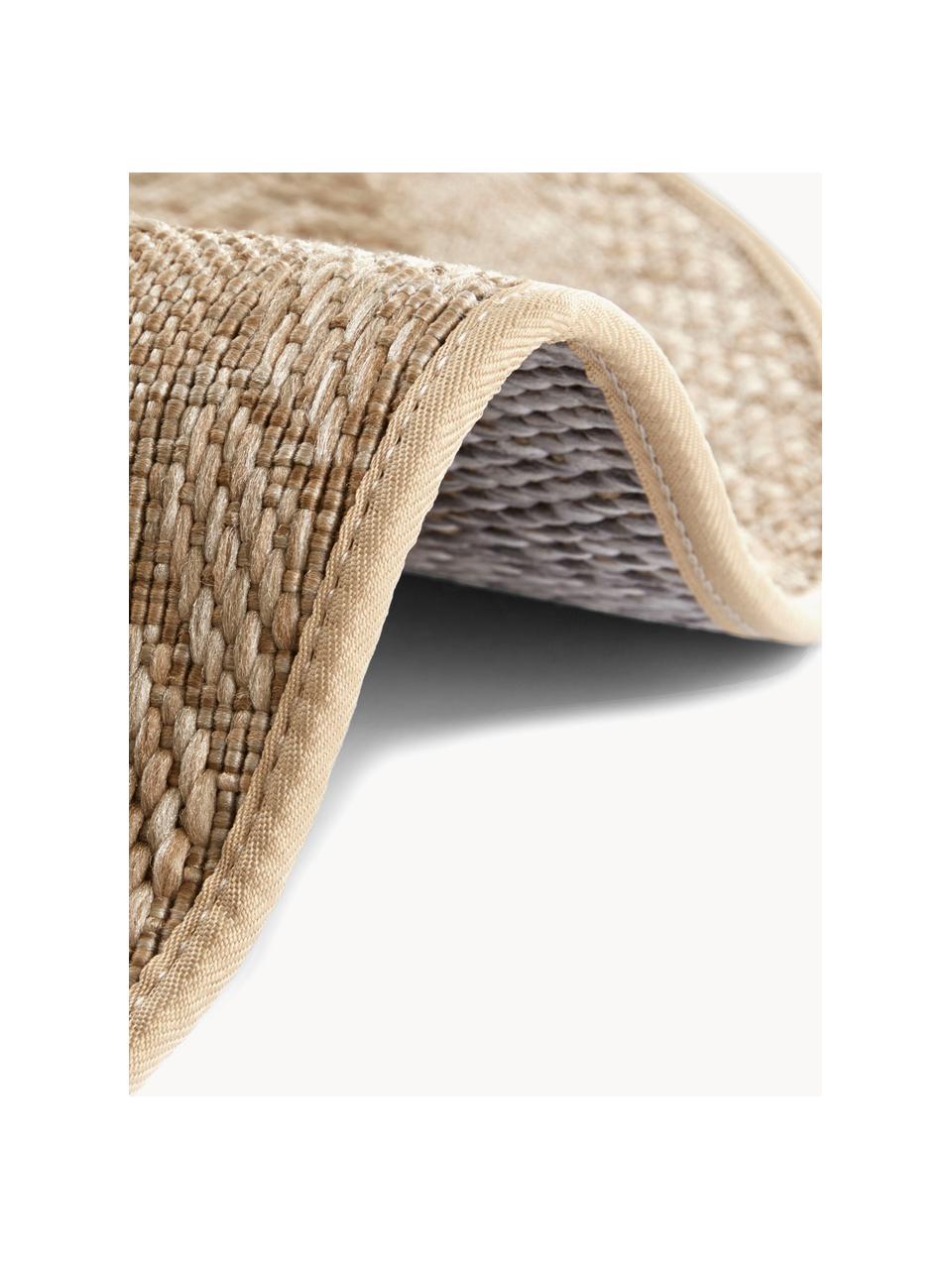 Tapis intérieur-extérieur rond aspect jute Almendro, 100 % polypropylène, Beige, Ø 160 cm (taille L)