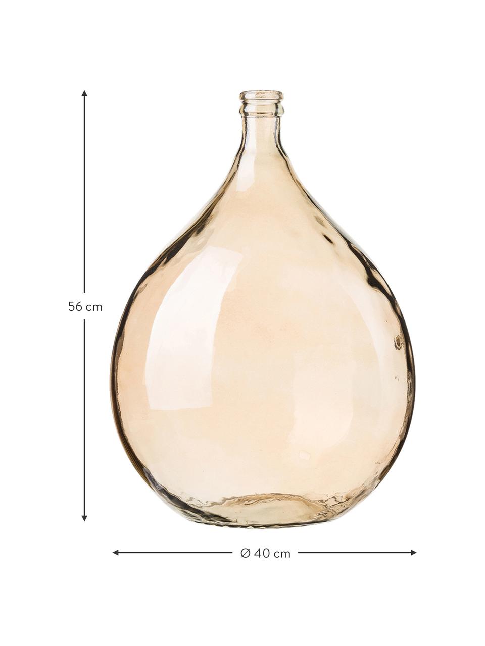 Vloervaas Drop van gerecycled glas in amberkleuren, Gerecycled glas, GRS-gecertificeerd, Amberkleurig, transparant, Ø 40 x H 56 cm