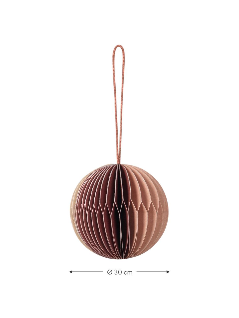 Kerstboomhanger Ball, 6 stuks, Papier, Beige, abrikoos, Ø 5 cm