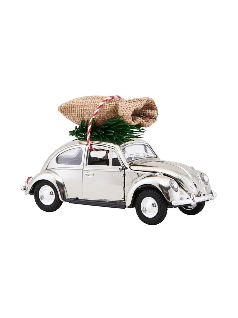 Decoratie auto XMAS Delivery, Zink, plastic, Chroomkleurig, groen, beige, B 5 x H 7 cm