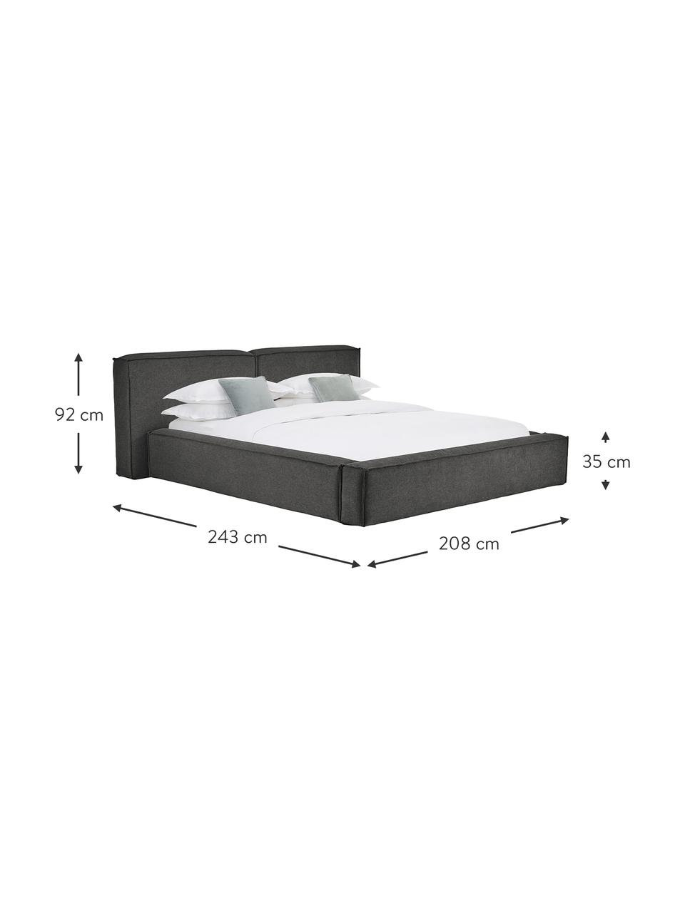Čalouněná postel Lennon, Antracitová, Š 140 cm, D 200 cm