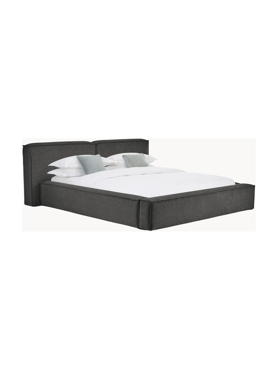 Polsterbett Lennon, Bezug: 100% Polyester Der hochwe, Gestell: Massives Kiefernholz, FSC, Füße: Holz, FSC-zertifizert, Ku, Webstoff Anthrazit, B 140 x L 200 cm