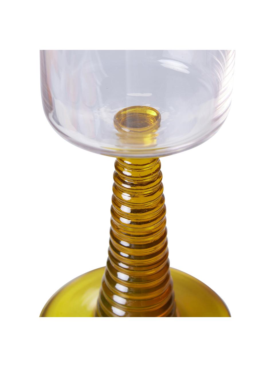 Copas flauta de champán Swirl, 2 uds., Vidrio, Transparente, amarillo, Ø 8 x Al 22 cm, 290 ml