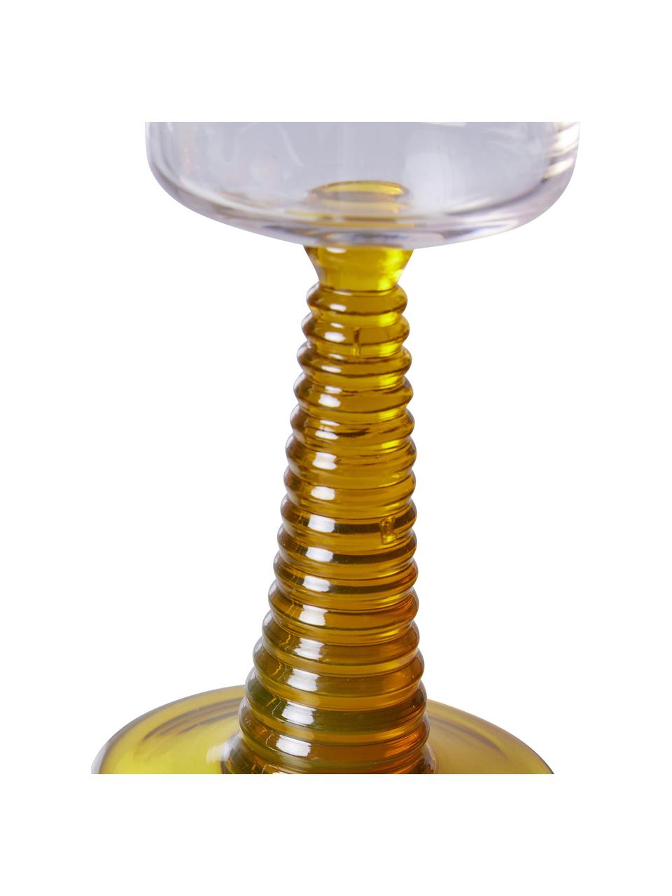 Copas flauta de champán Swirl, 2 uds., Vidrio, Transparente, amarillo, Ø 8 x Al 22 cm, 290 ml
